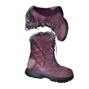 Columbia Womens Waterproof Insulated Winter Boots Size 9 Faux Fur Burgundy